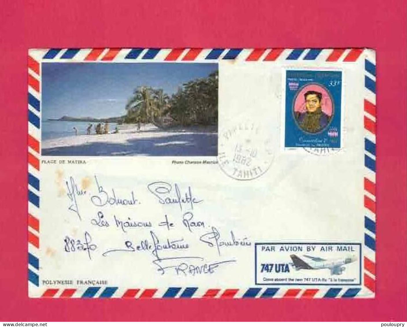 Lettre De 1982 Pour La France - YT N° PA 118  - Tamatoa V Souverain De Raiatea - Briefe U. Dokumente