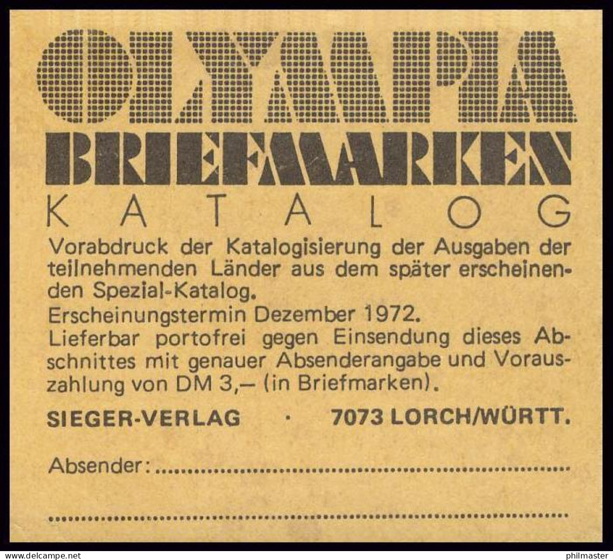 MH 17 Olympiamarken 1972 - Postfrisch - 1951-1970