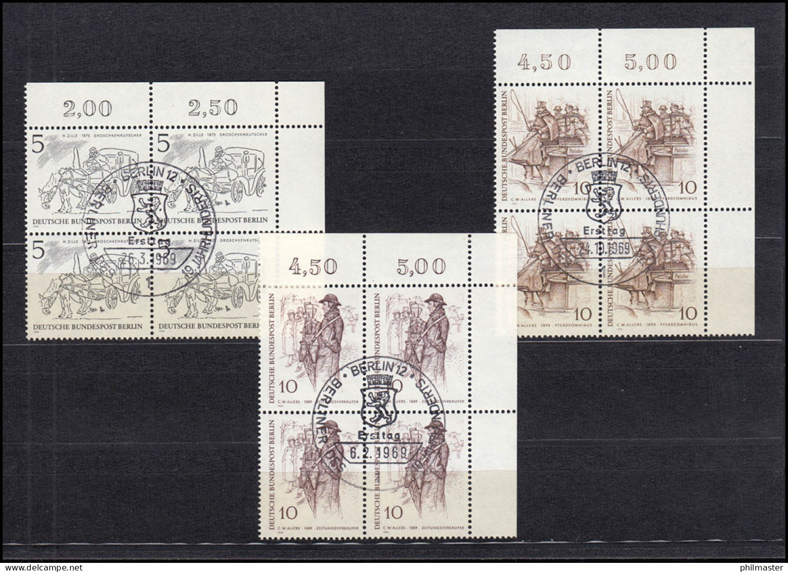330-227 Berliner Des 19. Jahrhunderts: Satz Eckrand-Vbl. Oben Rechts ESSt Berlin - Used Stamps