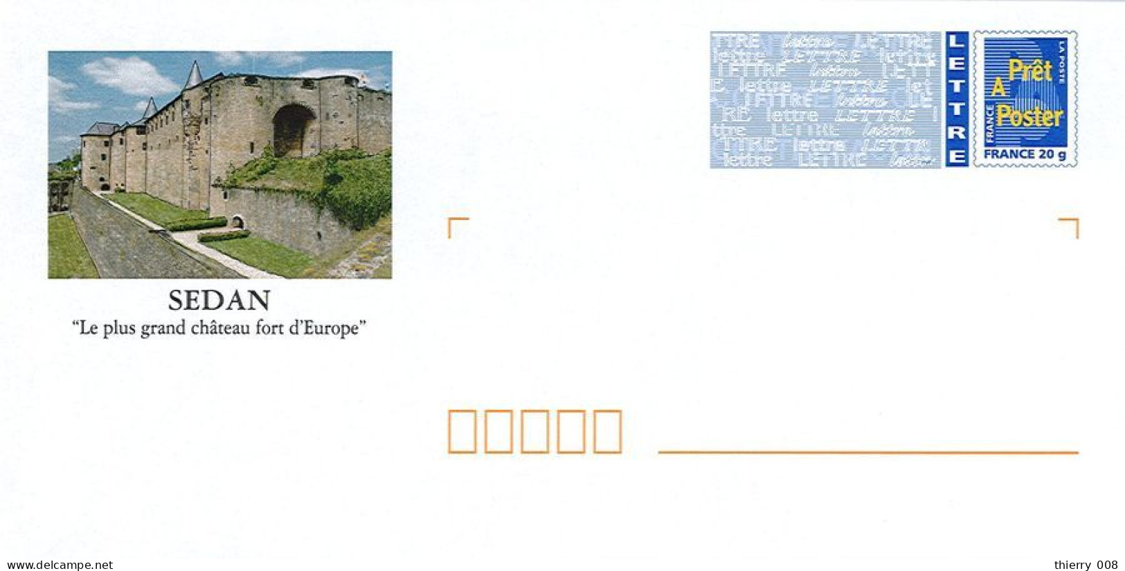 139 Enveloppe Prêt à Poster PAP 08 Ardennes Sedan Le Plus Grand Château Fort D'Europe - Prêts-à-poster: Repiquages /Logo Bleu