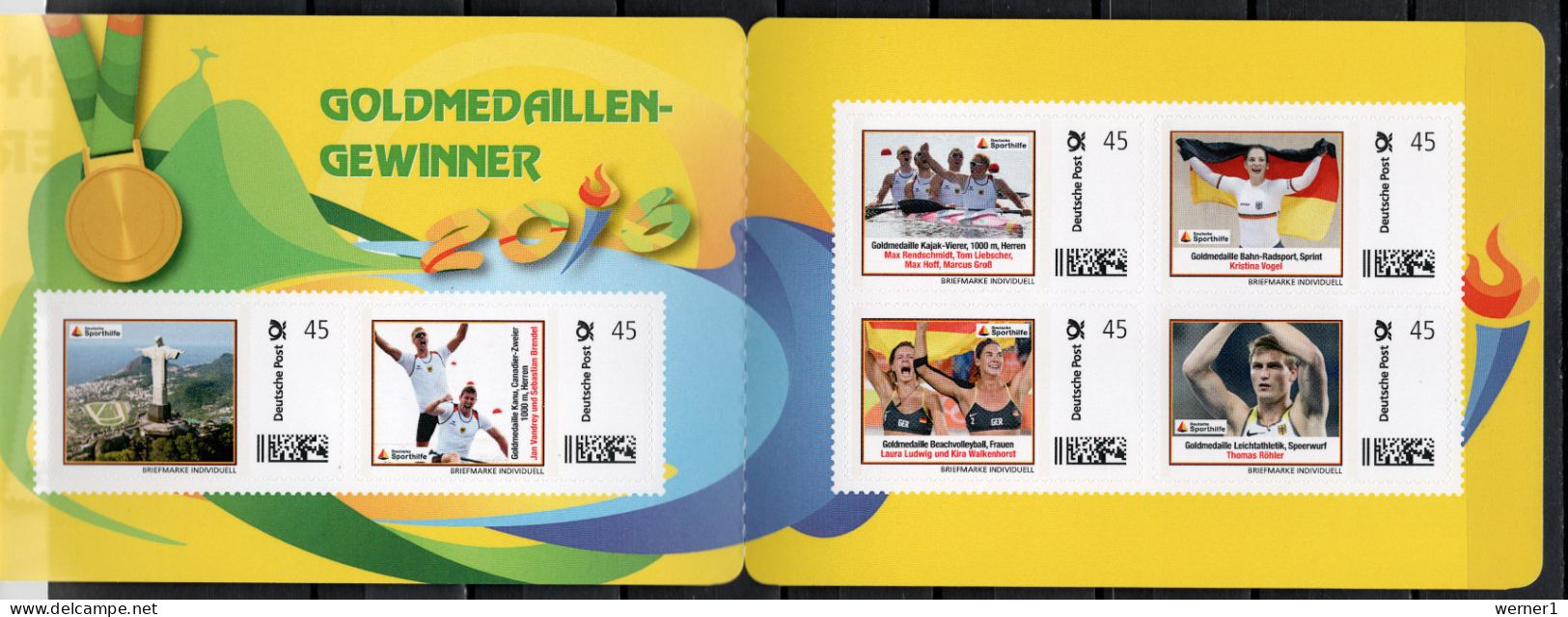 Germany 2016 Olympic Games Rio De Janeiro. Gold Medalists Stamp Booklet With 6 Personalized Stamps MNH - Estate 2016: Rio De Janeiro