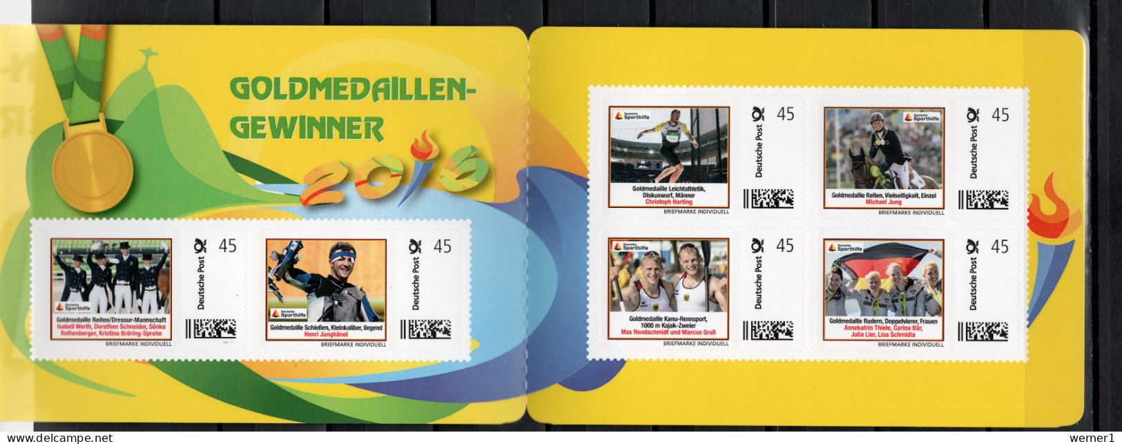 Germany 2016 Olympic Games Rio De Janeiro. Gold Medalists Stamp Booklet With 6 Personalized Stamps MNH - Verano 2016: Rio De Janeiro