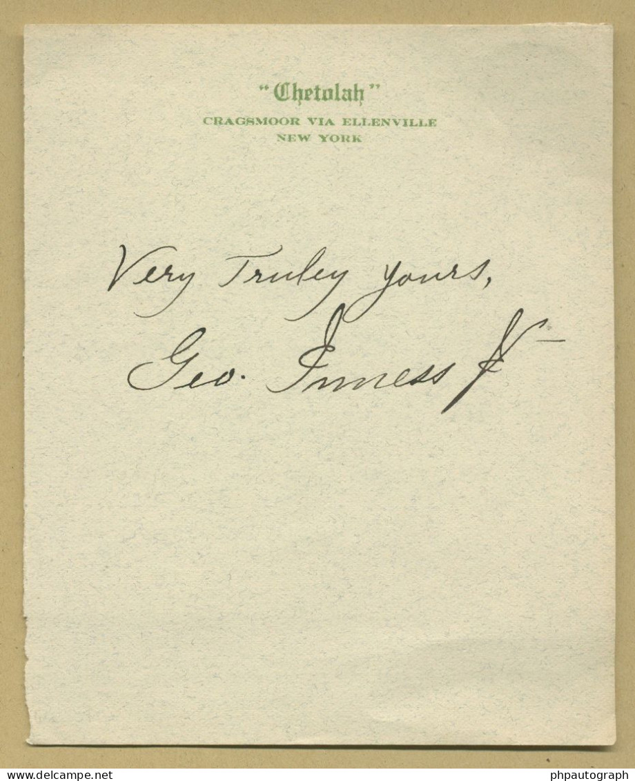 George Inness Jr. (1854-1926) - American Artist - Signed Letter + Photo - COA - Painters & Sculptors