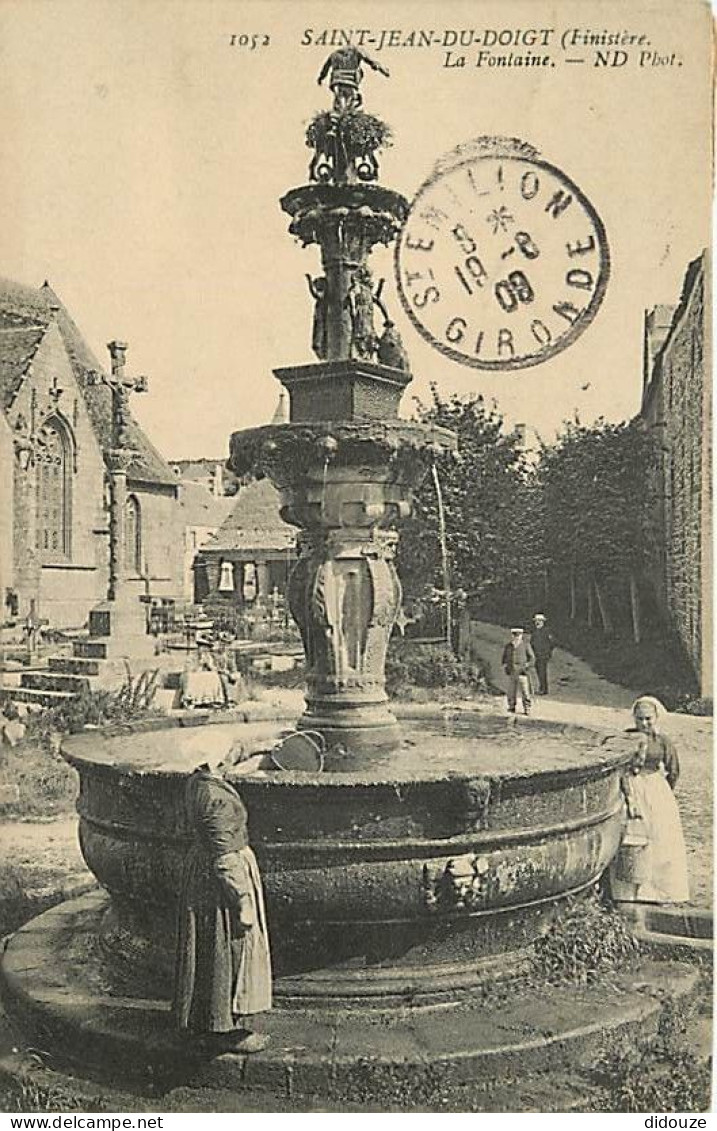 29 - Saint Jean Du Doigt - La Fontaine - Animée - Correspondance - CPA - Oblitération Ronde De 1909 - Voir Scans Recto-V - Saint-Jean-du-Doigt