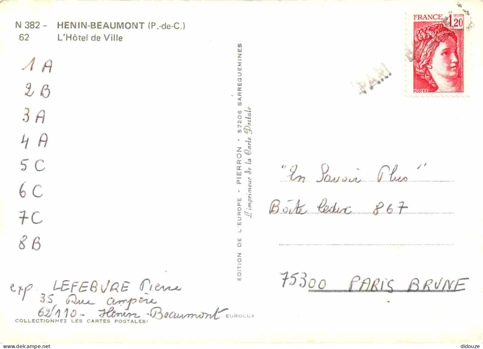 62 - Hénin Beaumont - Hotel De Ville - Blasons - Automobiles - CPM - Voir Scans Recto-Verso - Henin-Beaumont