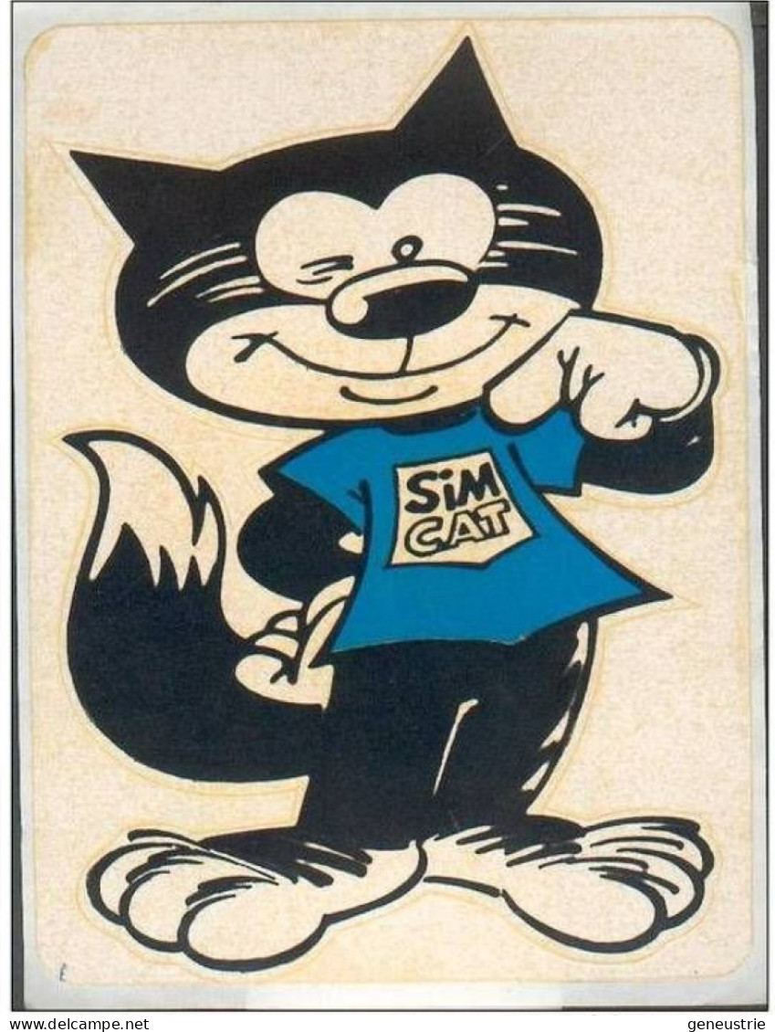 Rare Années 70 - Sticker Autocollant Publicitaire Interne Société " SIM CAT " Simca Chrysler France Poissy - Groupe PSA - Voitures