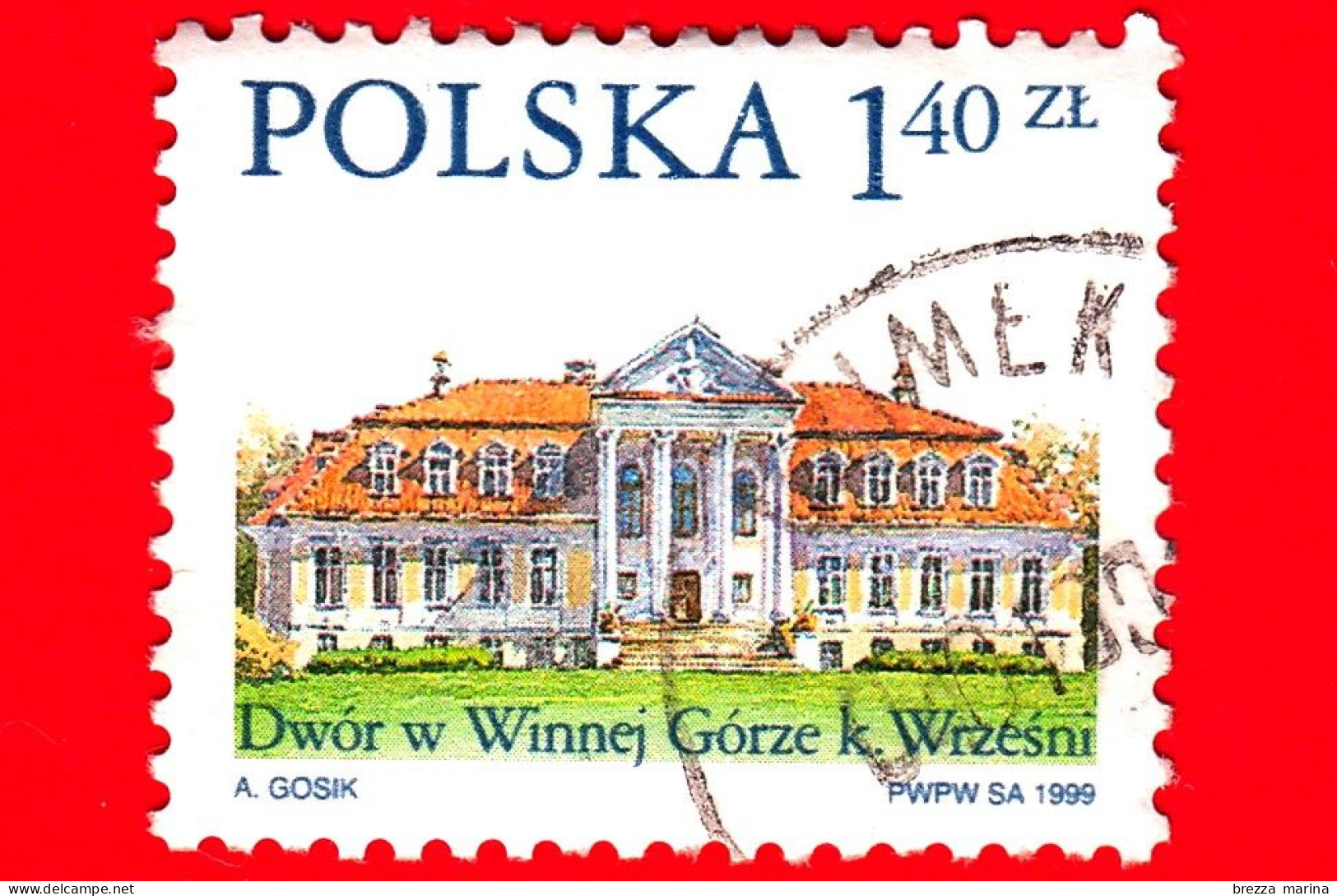 POLONIA - POLSKA - Usato - 1999 - Case Di Campagna - Architettura - Winna Gora - 1.40 - Oblitérés