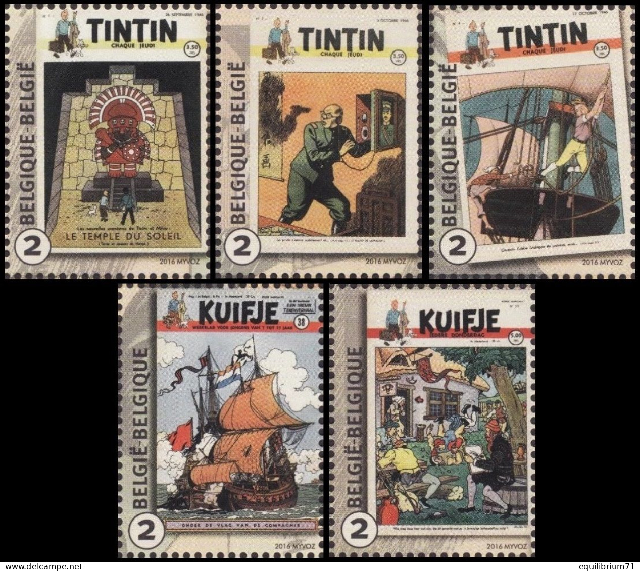 4626/4630**(BL244) - 70ans De L'hebdomadaire Tintin / 70 Jaar Van Het Weekblad Kuifje / 70 Jahre Wochenmagazin Tim - Philabédés (cómics)