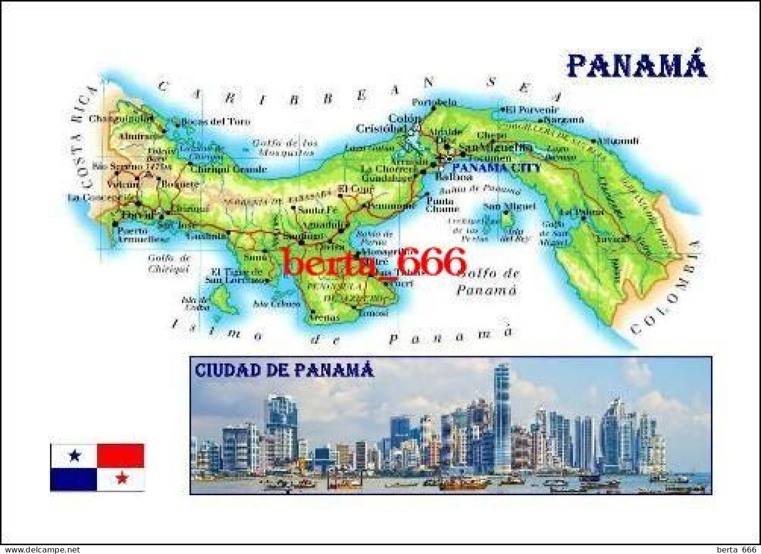 Panama Country Map New Postcard * Carte Geographique * Landkarte - Panama
