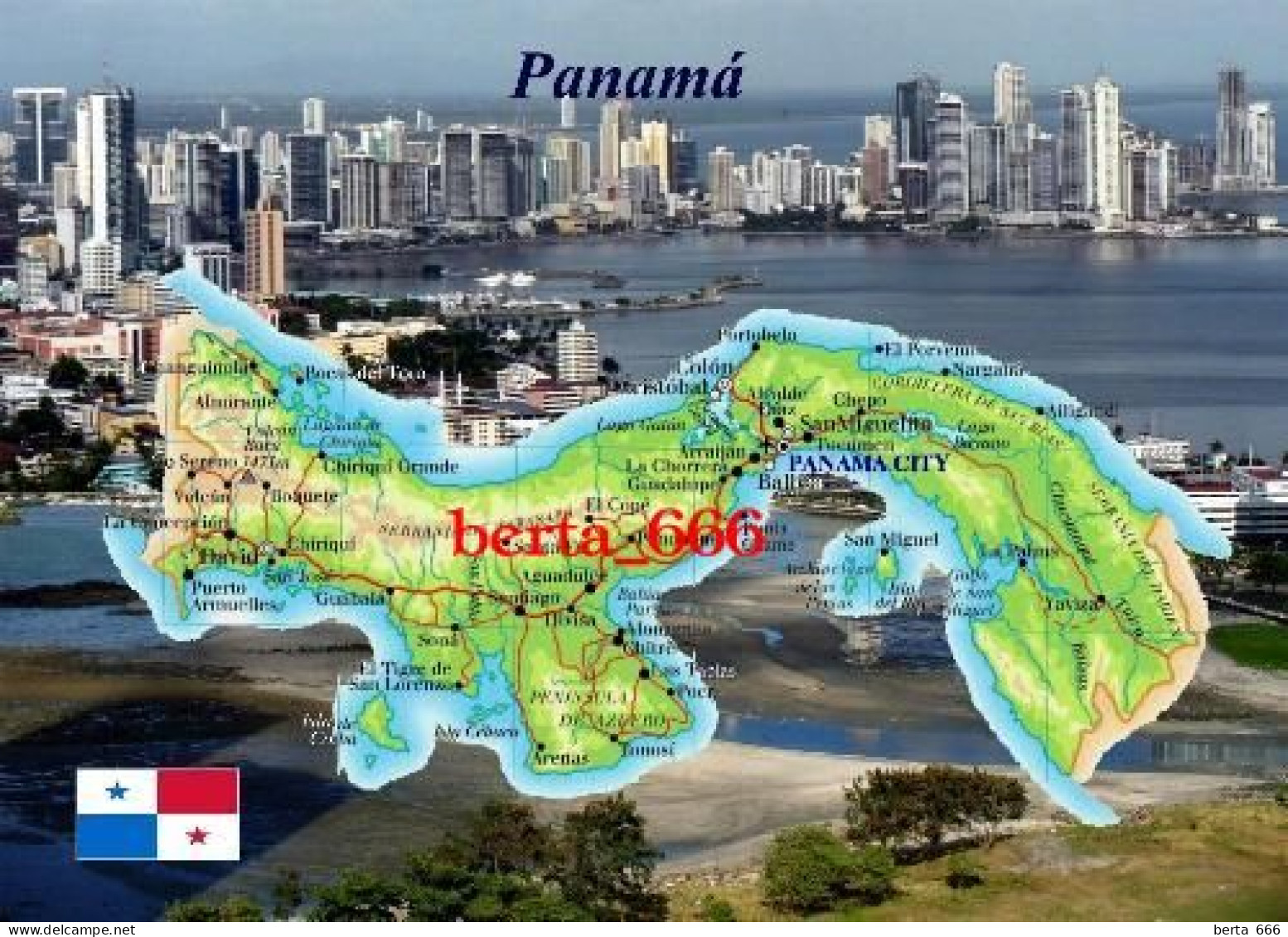 Panama Country Map New Postcard * Carte Geographique * Landkarte - Panamá