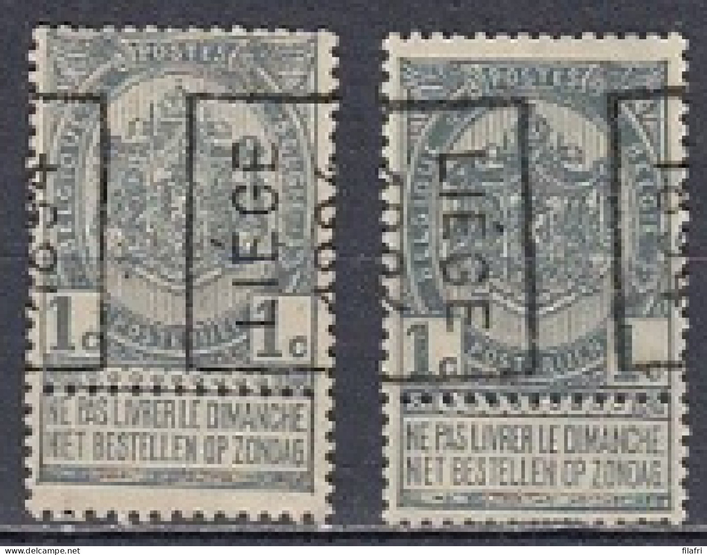 7 Voorafstempeling Op Nr 53 - LIEGE 1894 - Positie A & B - Rollini 1894-99