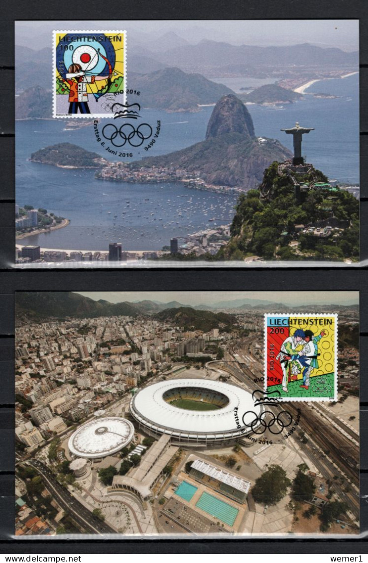 Liechtenstein 2016 Olympic Games Rio De Janeiro Set Of 2 Maximumcards - Verano 2016: Rio De Janeiro