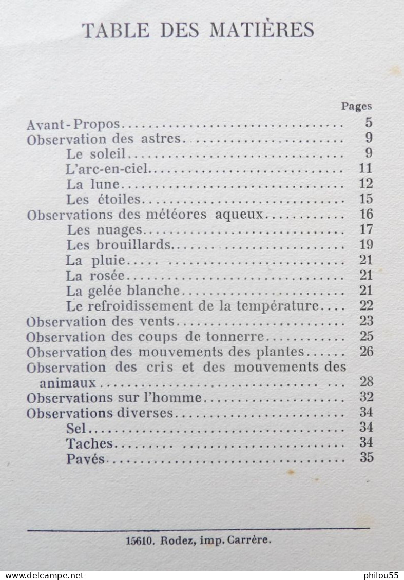 12 RODEZ CARRERE Prevision du Temps a la Campagne Obsevations Populaires de C. TOULOUSE