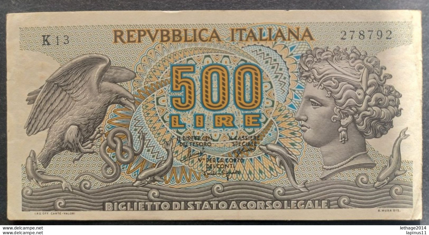 BANKNOTE ITALY 500 LIRE 1966 PRINTED GUBBELS SIGNORETTI UNCIRCULATED - 500 Lire