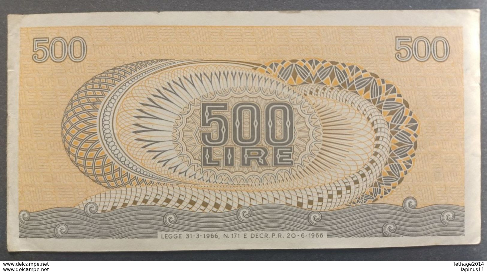 BANKNOTE ITALY 500 LIRE 1966 PRINTED GUBBELS SIGNORETTI UNCIRCULATED - 500 Lire