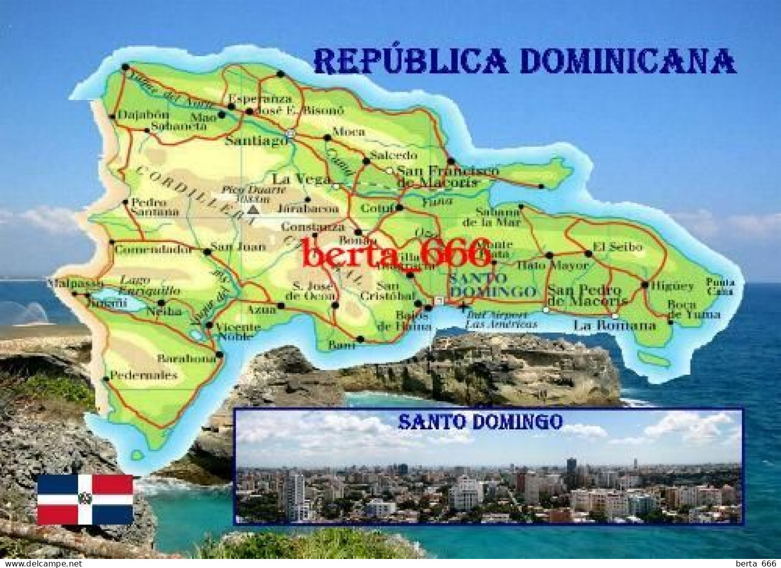 Dominican Republic Country Map New Postcard * Carte Geographique * Landkarte - Dominicaanse Republiek