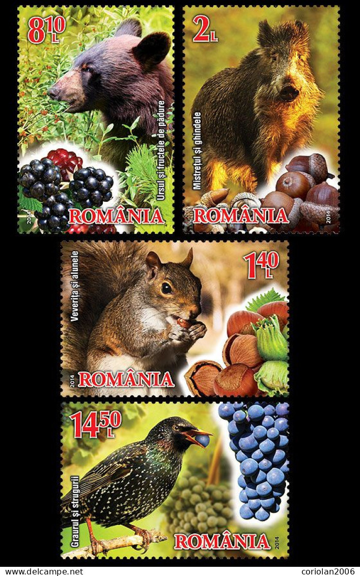Romania 2014 /  Fruits And Fauna / Set 4 Stamps - Nuovi