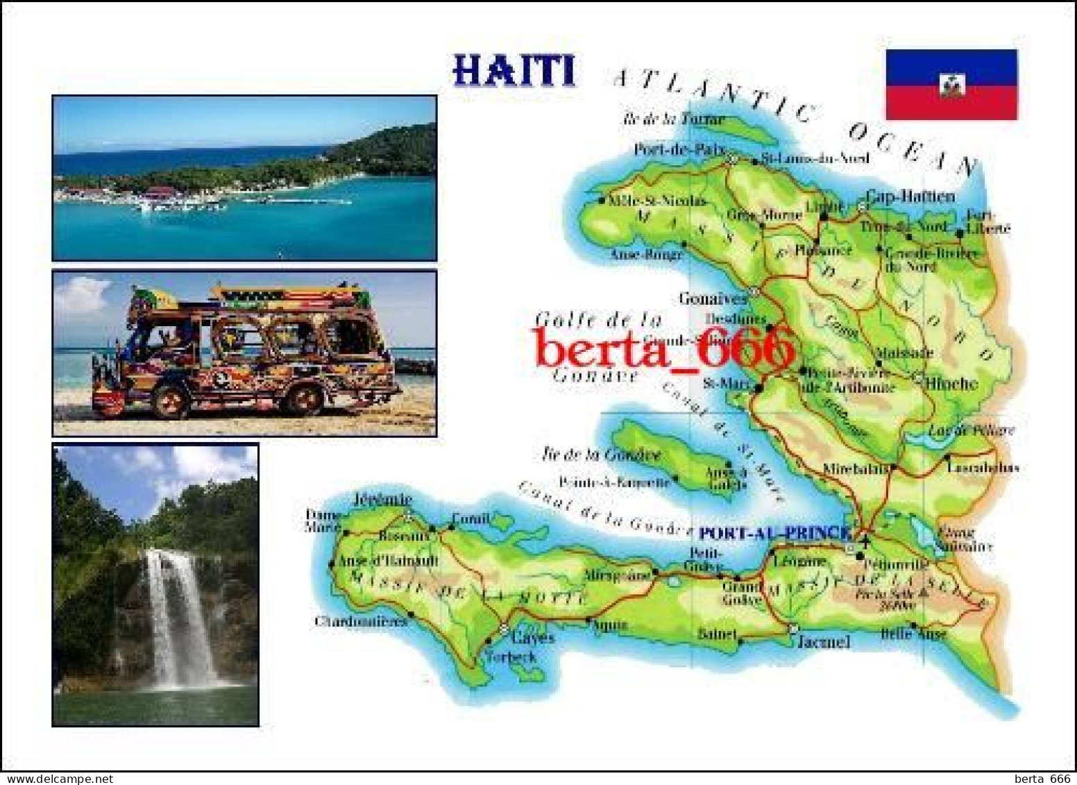 Haiti Country Map New Postcard * Carte Geographique * Landkarte - Haiti