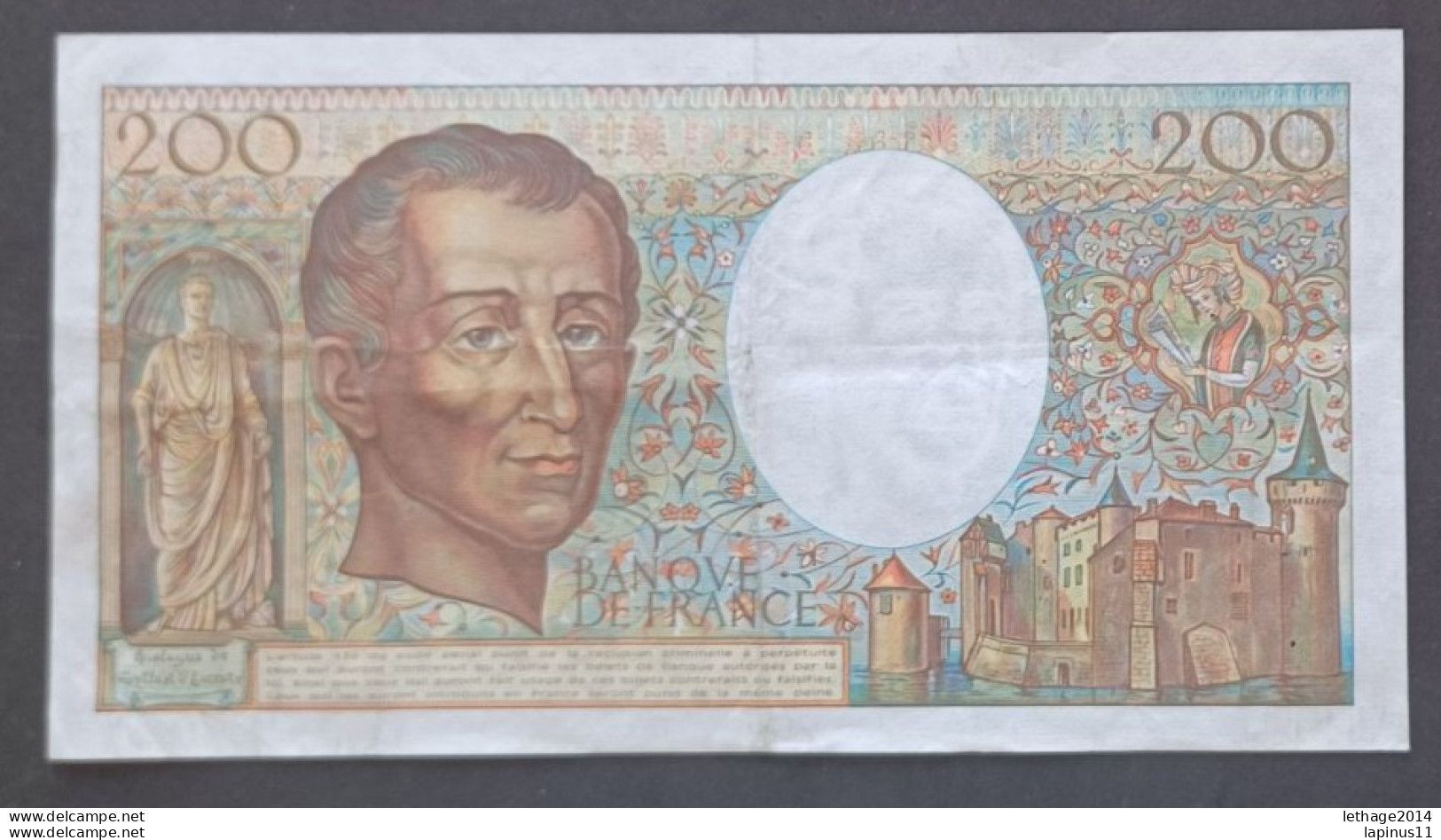 BANKNOTE MONEY PAPER 200 FRENCH FRANCS 1984 SERIES NL 027 - 200 F 1981-1994 ''Montesquieu''