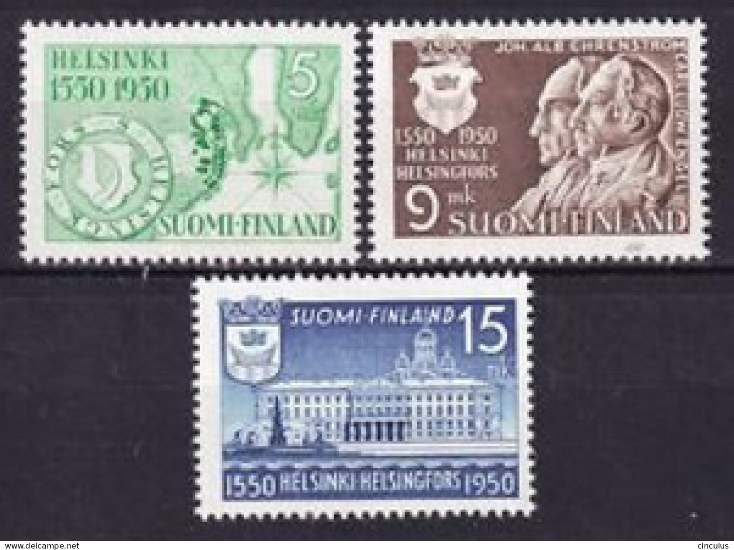 1950. Finland. 400th Anniversary Of Helsinki. MNH. Mi. Nr. 388-90 - Nuovi