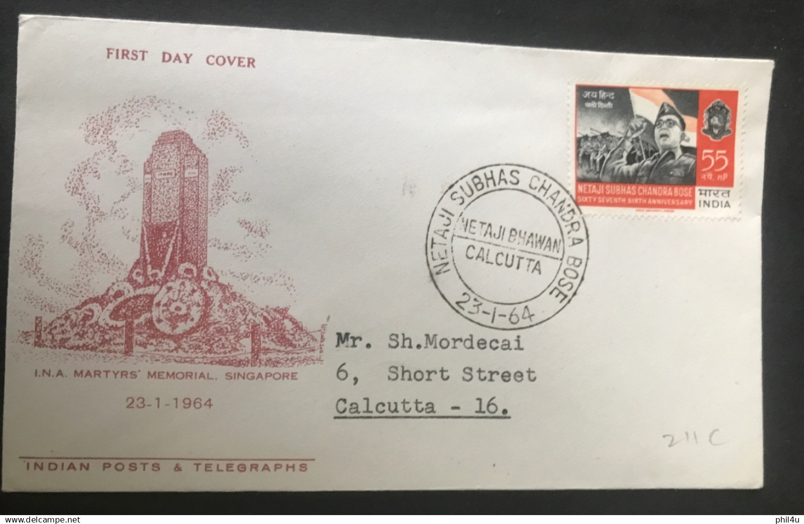 1964 Netaji Subhash Chandra Bose India Netaji Bhagwan Calcutta Post Mark 2 FDCovers See - Brieven En Documenten