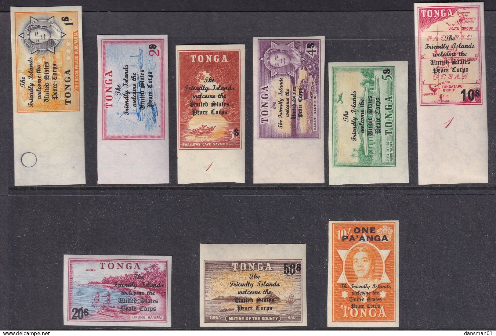 Tonga 1967 Peace Corps Ovpt Sc 182-90 Mint Hinged - Tonga (...-1970)