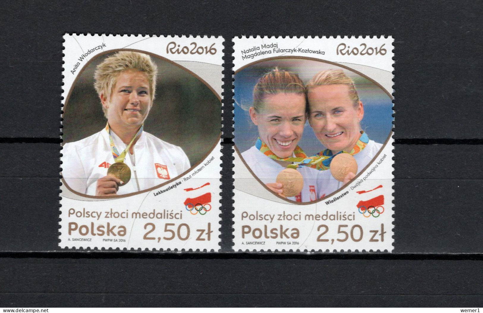 Poland 2016 Olympic Games Rio De Janeiro, Gold Medal Winners Set Of 2 MNH - Verano 2016: Rio De Janeiro