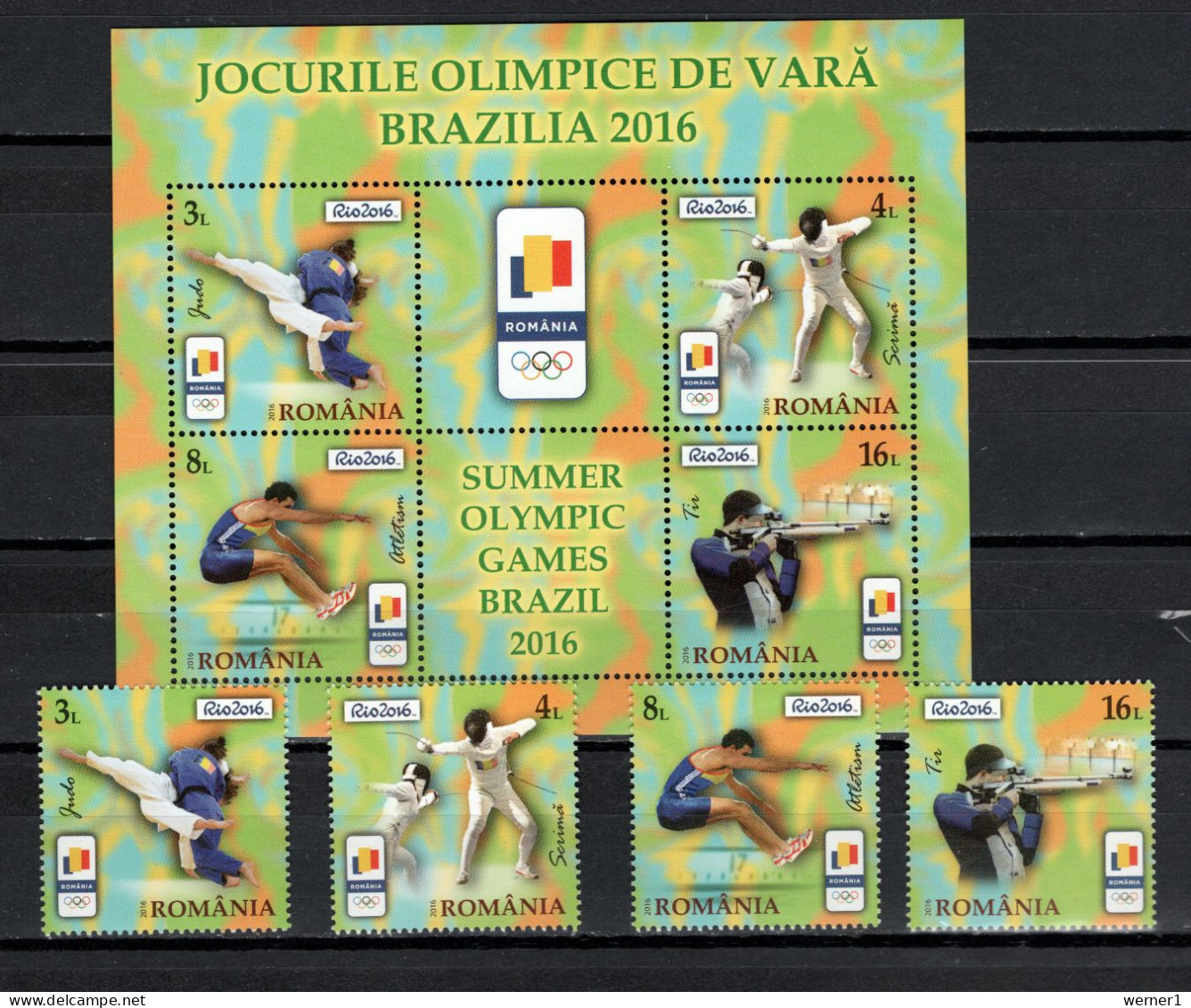 Romania 2016 Olympic Games Rio De Janeiro Set Of 4 + S/s MNH - Sommer 2016: Rio De Janeiro