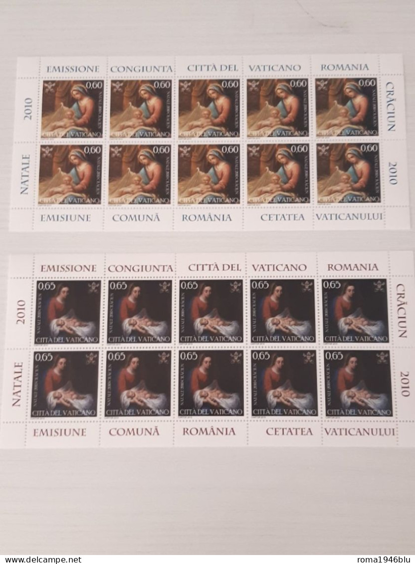 VATICANO 2010 NATALE EMISSIONE CONGIUNTA ROMANIA 2 MINIFOGLI ** MNH - Blocchi E Foglietti