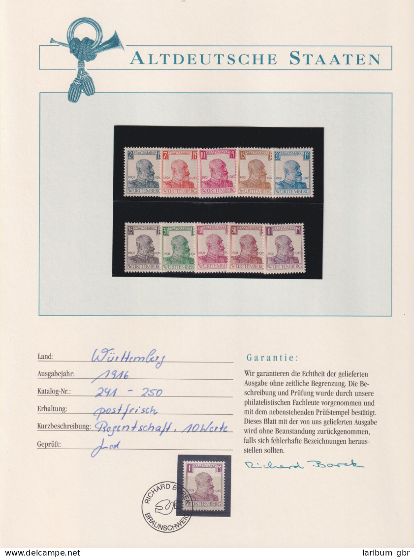 Württemberg 241-250 Postfrisch Borek Garantie #KZ141 - Mint