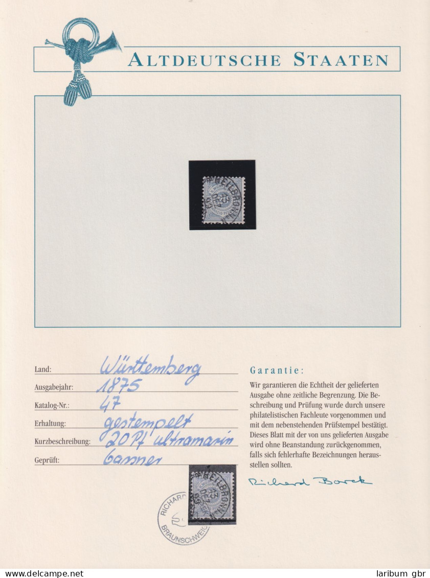 Altdeutschland Württemberg 47 Postfrisch Borek Garantie #KZ135 - Mint