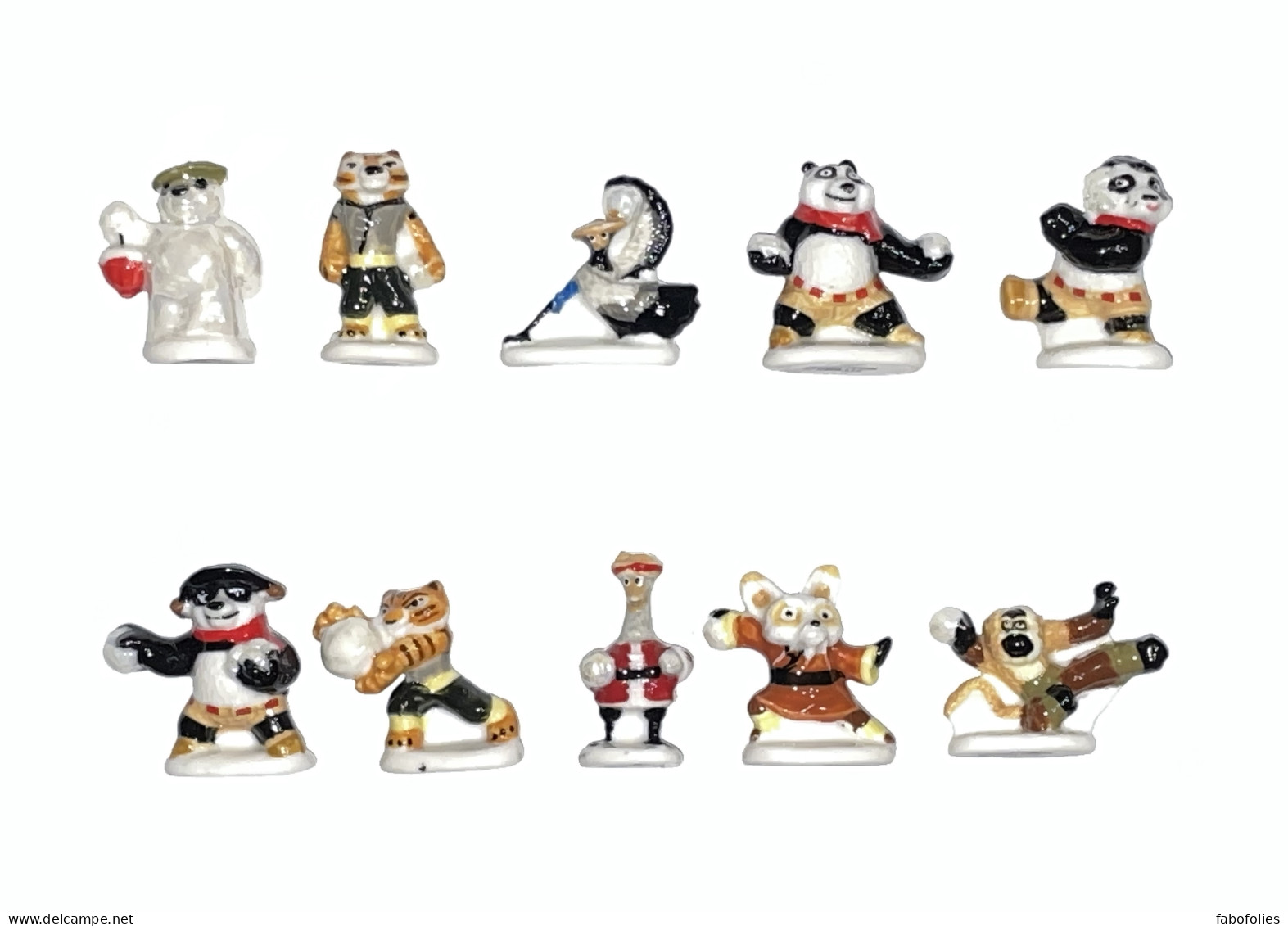 Série Complète De 10 Fèves Kung Fu Panda Boule De Neige 2022 - Dessins Animés