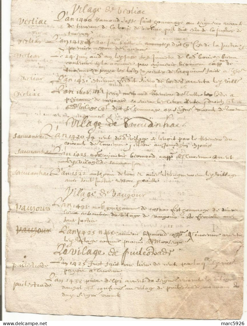 N°1763 ANCIENNE LETTRE MEMOIRE DE VILLAGE DE FRANCE A DECHIFFRER PAS DE DATE - Historische Documenten