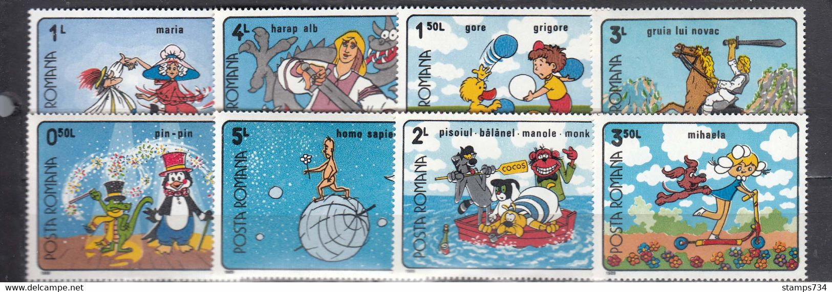 Romania 1989 - Romanian Cartoon, Mi-Nr. 4559/66, MNH** - Neufs