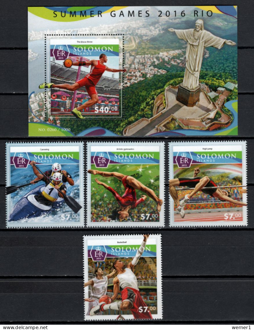 Solomon Islands 2015 Olympic Games Rio De Janeiro Set Of 4 + S/s MNH - Eté 2016: Rio De Janeiro