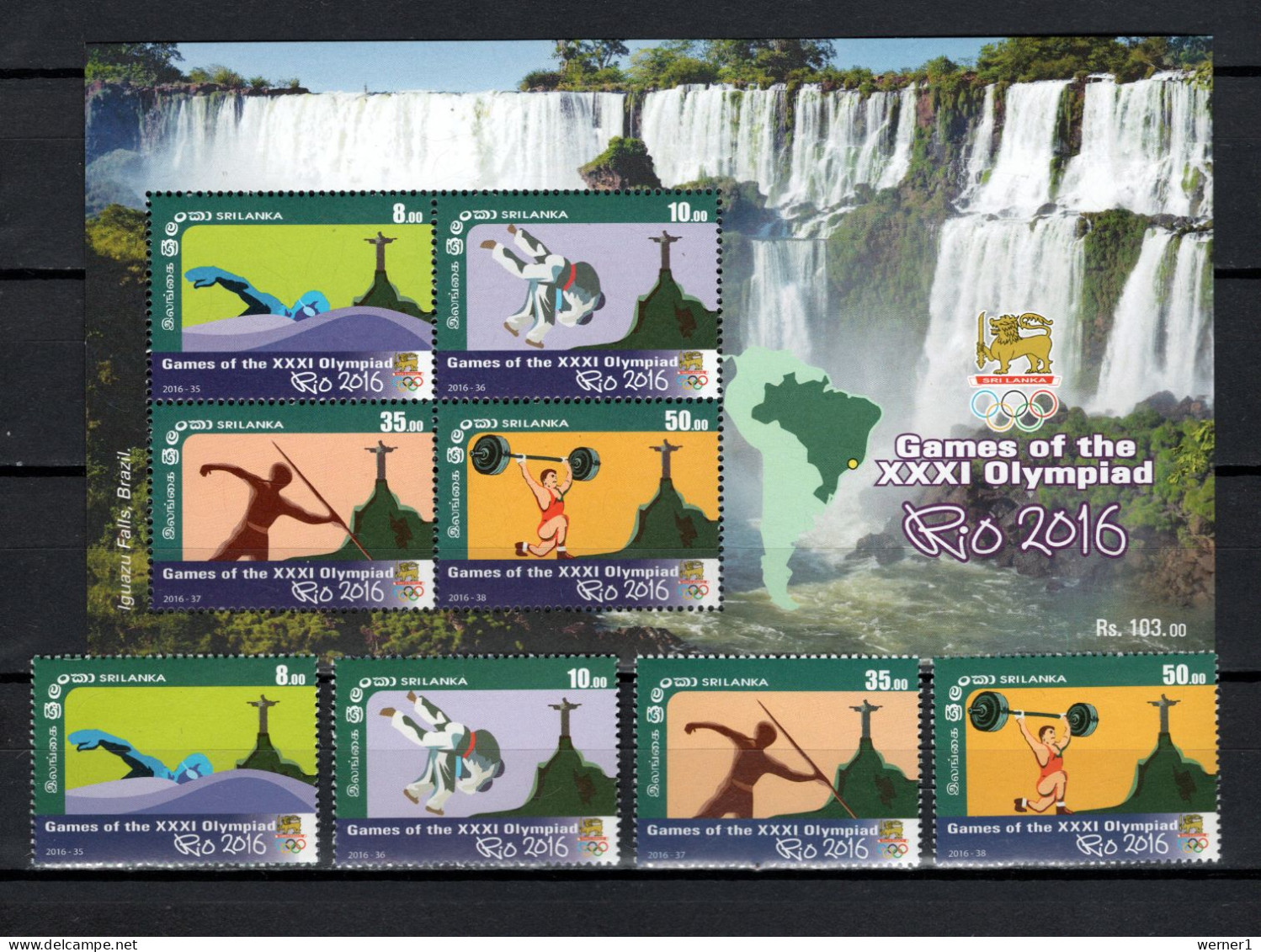 Sri Lanka 2016 Olympic Games Rio De Janeiro Set Of 4 + S/s MNH - Sommer 2016: Rio De Janeiro