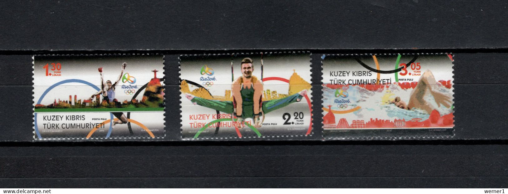 Turkish Cyprus 2016 Olympic Games Rio De Janeiro Set Of 3 MNH - Sommer 2016: Rio De Janeiro