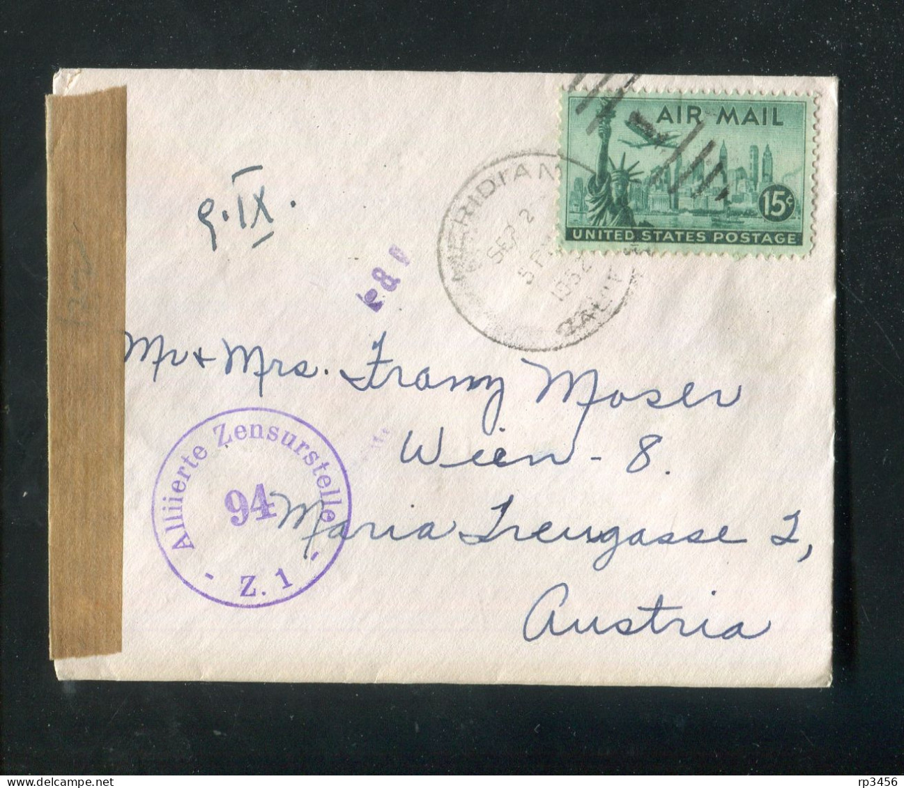 "USA" 1952, Brief Mit "ZENSUR" (Alliierte Zensurstelle) Ex Meridian Calif. Nach Wien (R0147) - Covers & Documents