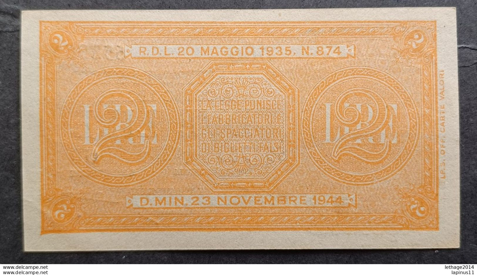 BANKNOTE KINGDOM OF ITALY 2 LIRE 1935 VENTURINI SIMONESCHI GIOVINCO SUPERBA FDS - Italia – 2 Lire