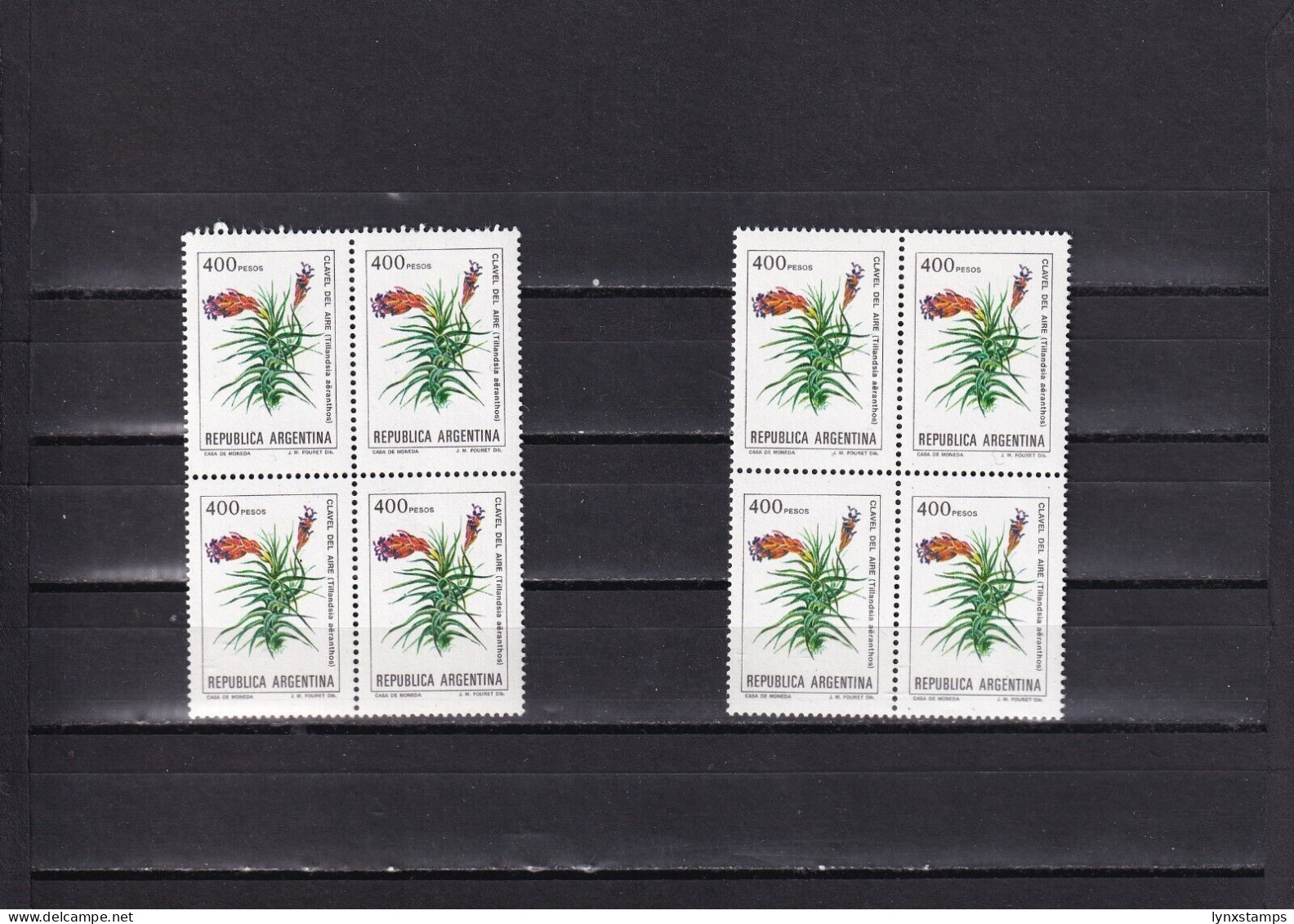 SA04 Argentina 1982 Flowers Mint Blocks Of 4 - Unused Stamps