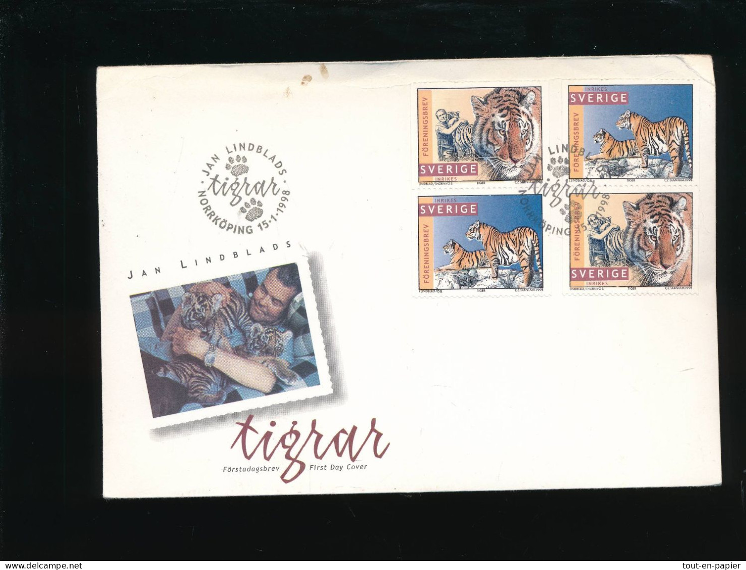 FDC Suède  Sverige - Jan Lindblads  Norköping 15.01.1998  Föreningsbrev - Tigre Tigrar - FDC