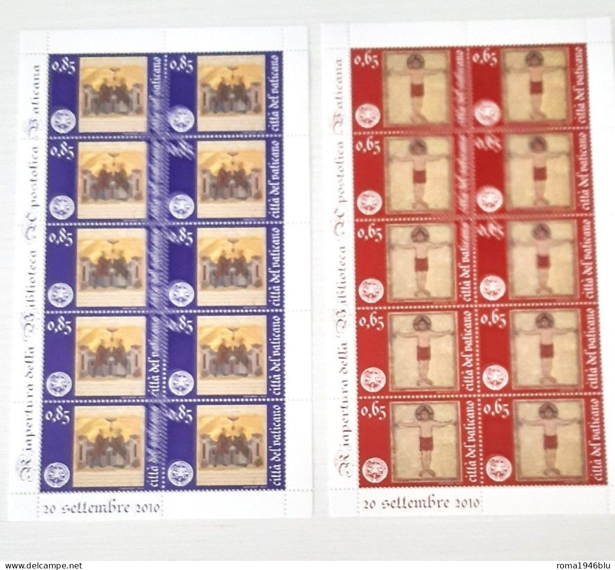 VATICANO 2010 RIAPERTURA BIBILIOTECA APOSTOLICA 2 MINIFOGLI ** MNH - Blocks & Sheetlets & Panes