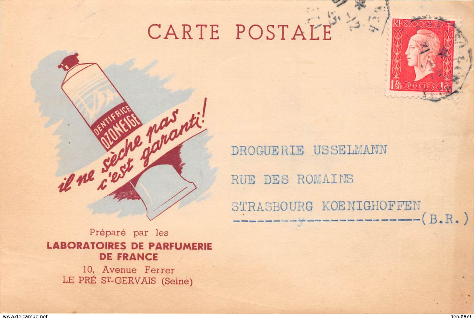 Le PRE-SAINT-GERVAIS (Seine-Saint-Denis) - Laboratoires Parfumerie, 10 Av Ferrer, Dentifrice Ozoneige - Voyagé (2 Scans) - Le Pre Saint Gervais