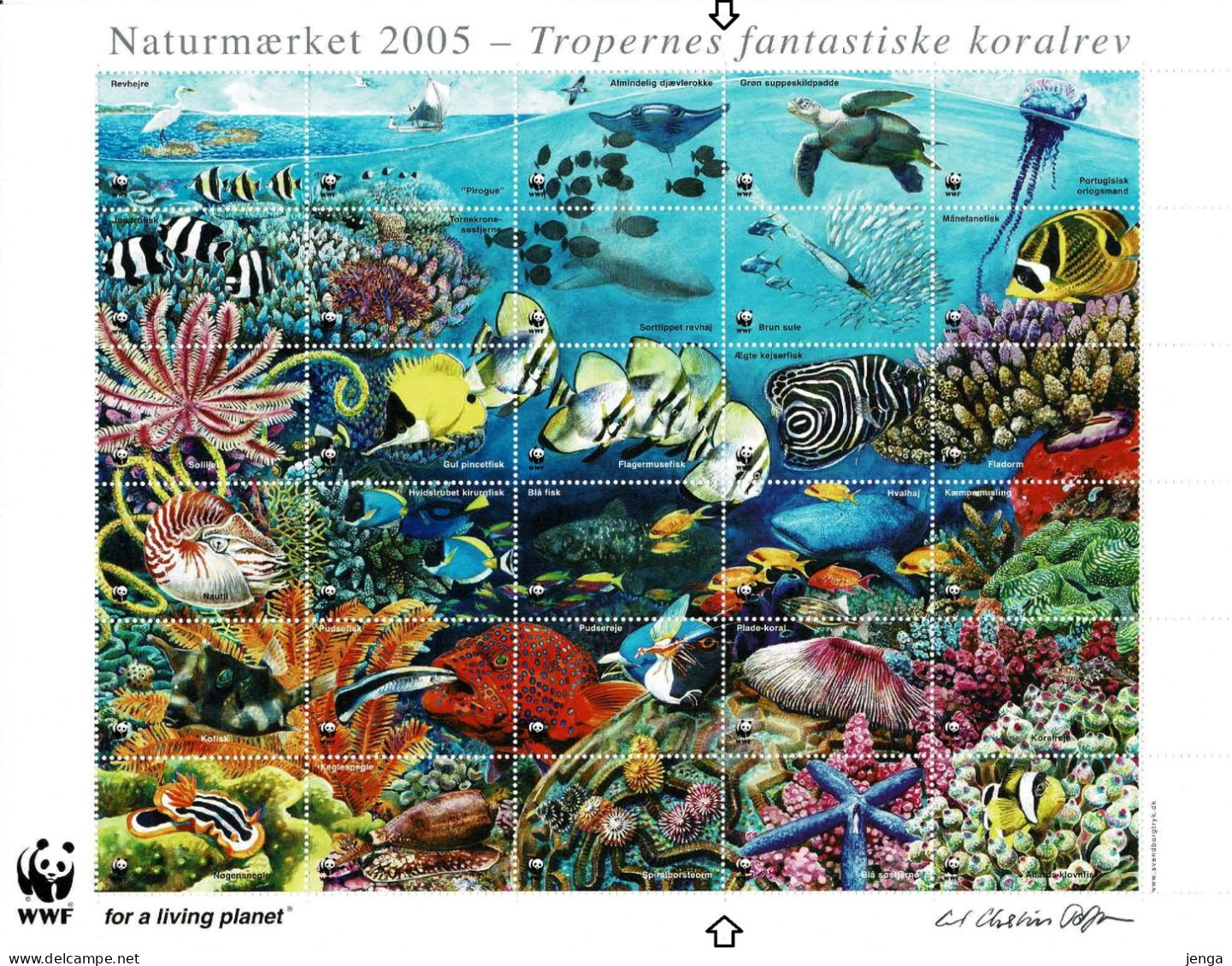 Denmark WWF 2005.  Sheet  With 30 Labels; The Amazing Coral Reefs In The Tropics; MNH(**). - Other & Unclassified