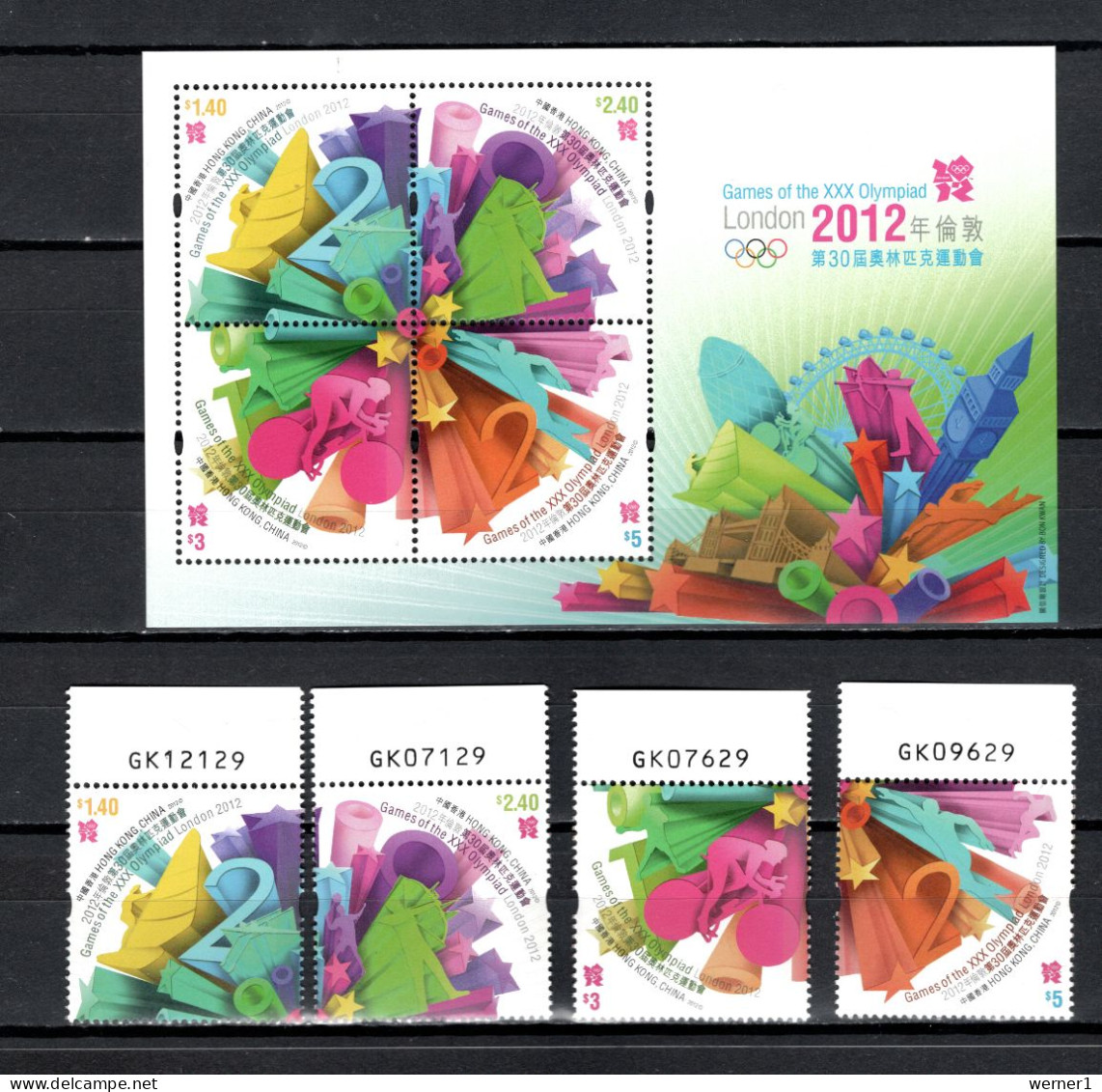 Hongkong 2012 Olympic Games London, Cycling Etc. Set Of 4 + S/s MNH - Sommer 2012: London