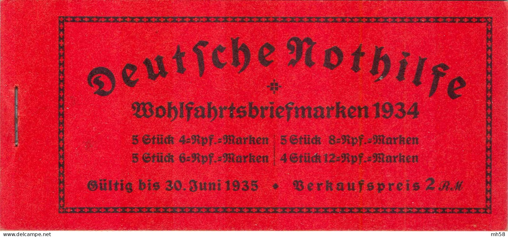 REICH 1934 - MH 40.2 Markenheftchen / Carnet / Booklet ** - Berufsstände Nothilfe - Cuadernillos