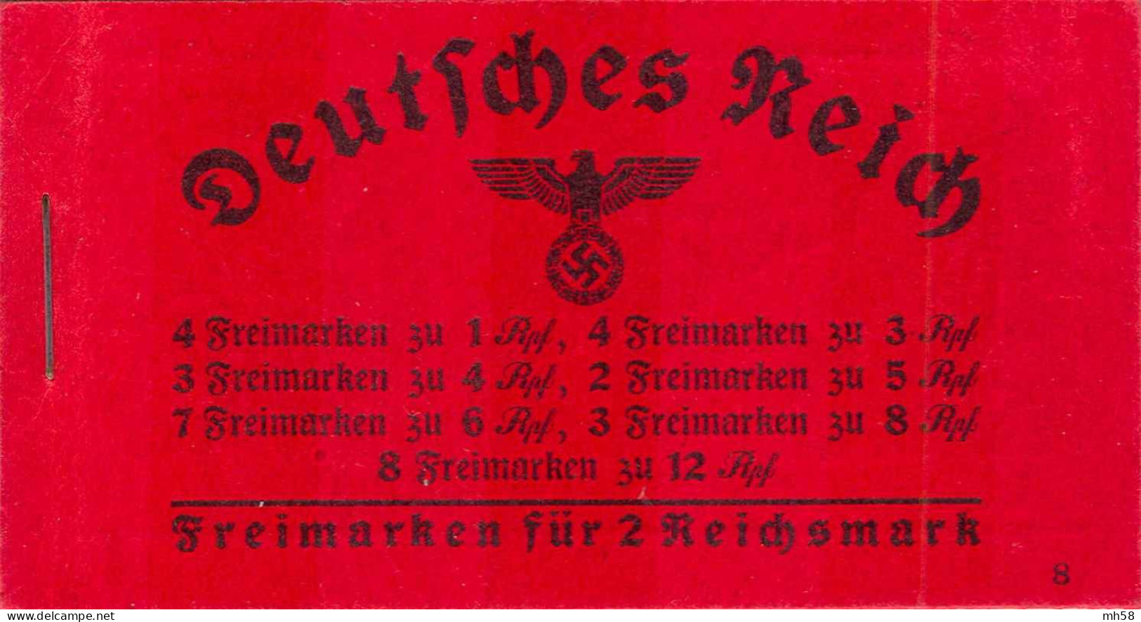 REICH 1937 - MH 37.4 ONr. 8 Markenheftchen / Carnet / Booklet ** - Hindenburg - Markenheftchen