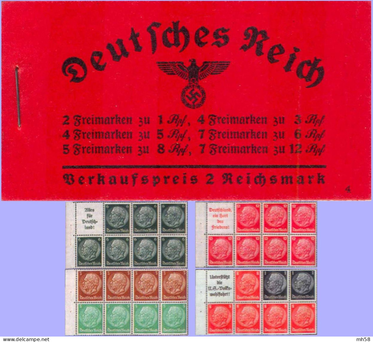 REICH 1936 - MH 36.3 ONr. 4 Markenheftchen / Carnet / Booklet ** - Hindenburg - Booklets