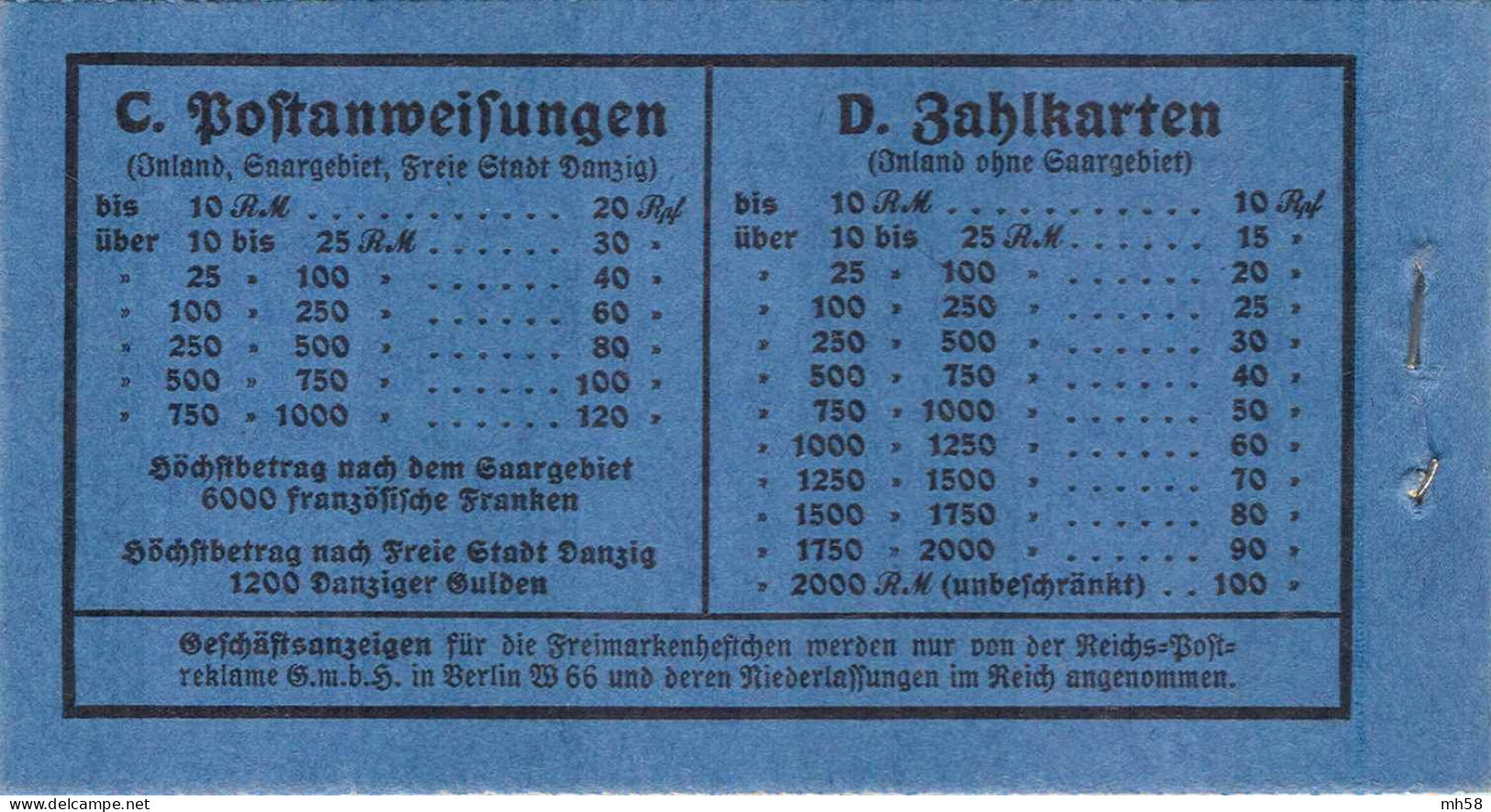 REICH 1934 - MH 35 ONr. 2 Markenheftchen / Carnet / Booklet ** - Hindenburg - Libretti