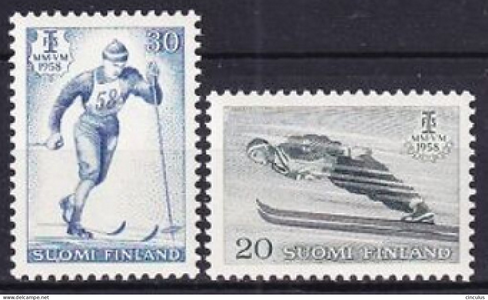 1958. Finland. World Championships Skiing. MNH. Mi. Nr. 489-90 - Unused Stamps